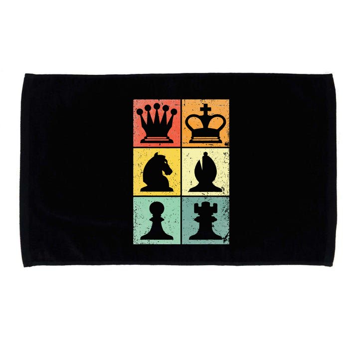 Retro Chess Player Chess Pieces Microfiber Hand Towel