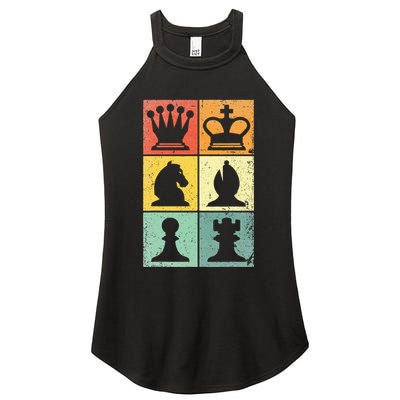 Retro Chess Player Chess Pieces Women's Perfect Tri Rocker Tank