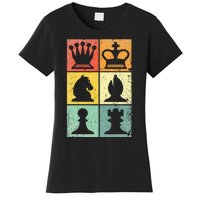 Retro Chess Player Chess Pieces Women's T-Shirt