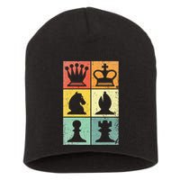 Retro Chess Player Chess Pieces Short Acrylic Beanie