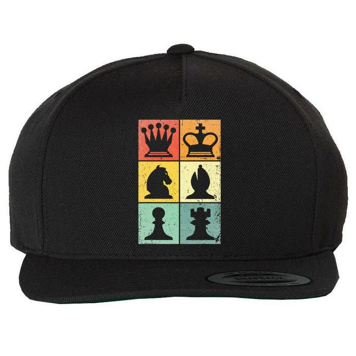 Retro Chess Player Chess Pieces Wool Snapback Cap