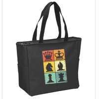 Retro Chess Player Chess Pieces Zip Tote Bag