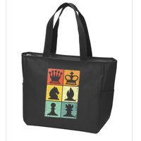 Retro Chess Player Chess Pieces Zip Tote Bag