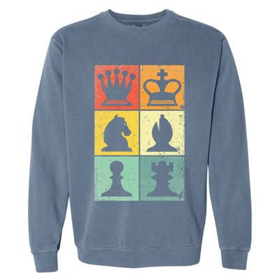 Retro Chess Player Chess Pieces Garment-Dyed Sweatshirt