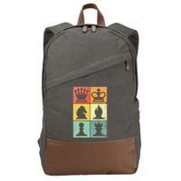 Retro Chess Player Chess Pieces Cotton Canvas Backpack