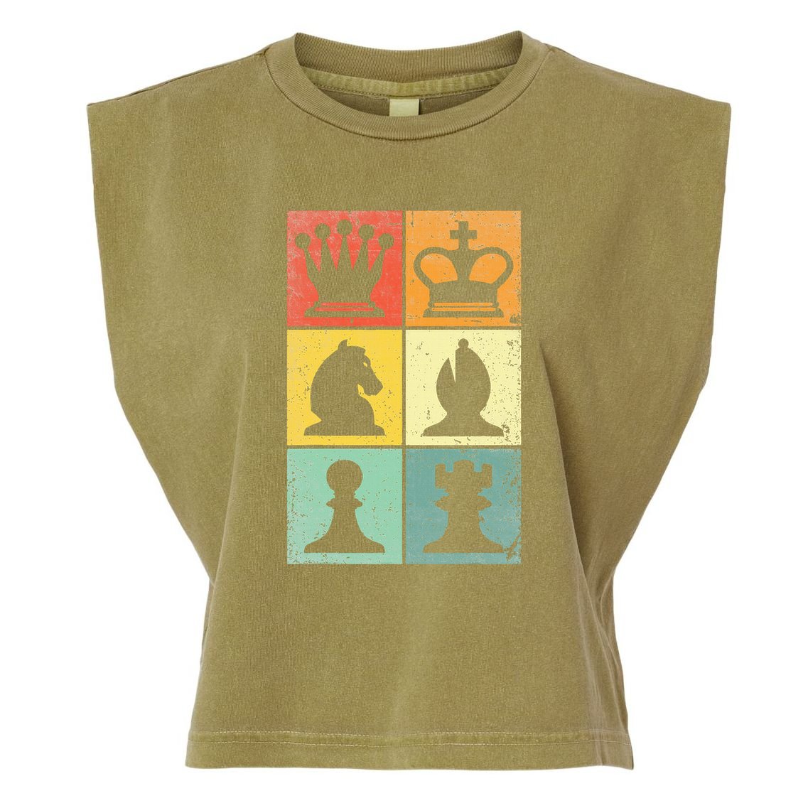 Retro Chess Player Chess Pieces Garment-Dyed Women's Muscle Tee
