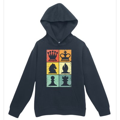 Retro Chess Player Chess Pieces Urban Pullover Hoodie