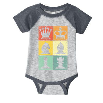 Retro Chess Player Chess Pieces Infant Baby Jersey Bodysuit