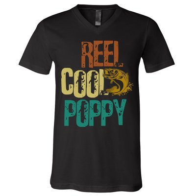 Reel Cool Poppy Vintage Fishing V-Neck T-Shirt