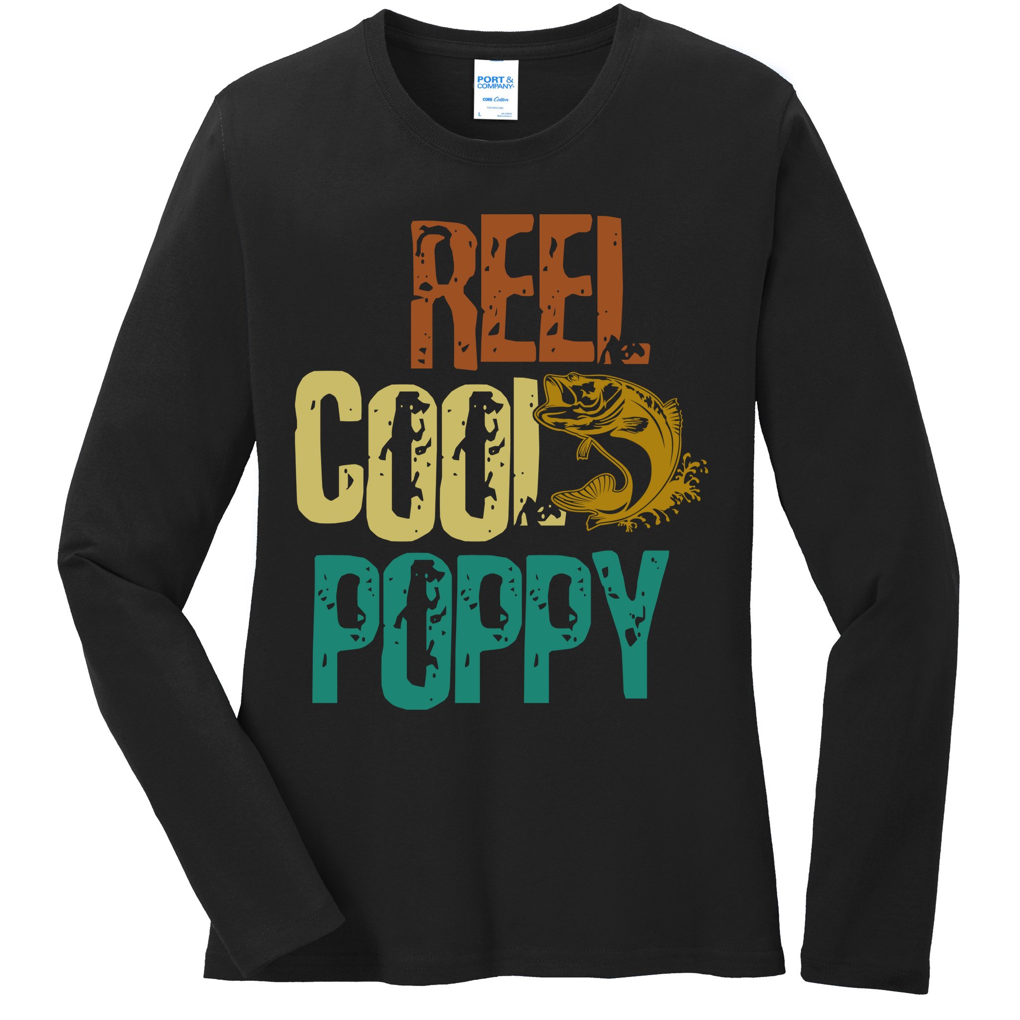 Reel Cool Poppy Vintage Fishing Ladies Long Sleeve Shirt