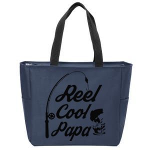 Reel Cool Papa Fishing Fathers Day Dad Birthday Gift Zip Tote Bag