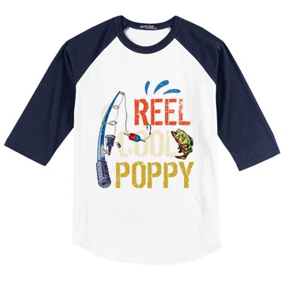 Reel Cool Poppy Fishing Grandpa Fathers Day Fisher Meaningful Gift Baseball Sleeve Shirt