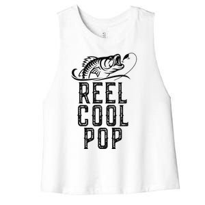 Reel Cool Pop Fishing Fisherman Funny Retro Women's Racerback Cropped Tank