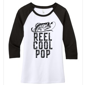 Reel Cool Pop Fishing Fisherman Funny Retro Women's Tri-Blend 3/4-Sleeve Raglan Shirt