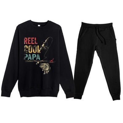 Reel Cool Papa Fish Fishing Father's Day Premium Crewneck Sweatsuit Set