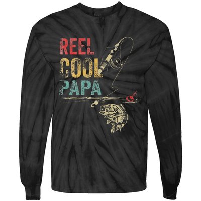 Reel Cool Papa Fish Fishing Father's Day Tie-Dye Long Sleeve Shirt