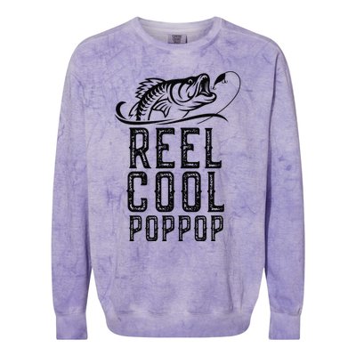 Reel Cool PopPop Fishing Fisherman Funny Retro PopPop Colorblast Crewneck Sweatshirt