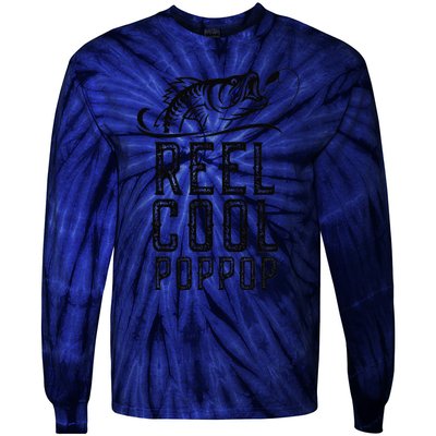 Reel Cool PopPop Fishing Fisherman Funny Retro PopPop Tie-Dye Long Sleeve Shirt