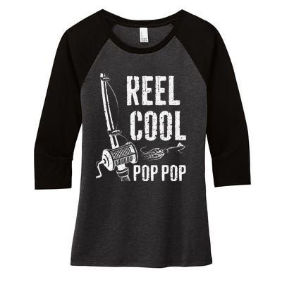 Reel Cool Pop Pop Fishing Father's Day Women's Tri-Blend 3/4-Sleeve Raglan Shirt