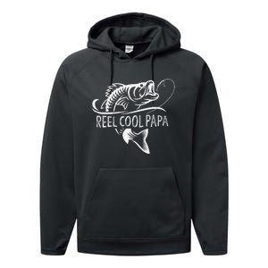 Reel Cool Papa Fishing Dad Gifts Fathers Day Fisherman Fish Performance Fleece Hoodie