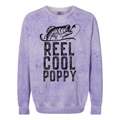 Reel Cool Poppy Fishing Fisherman Funny Retro Colorblast Crewneck Sweatshirt