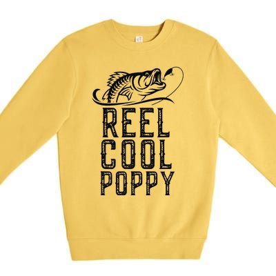 Reel Cool Poppy Fishing Fisherman Funny Retro Premium Crewneck Sweatshirt