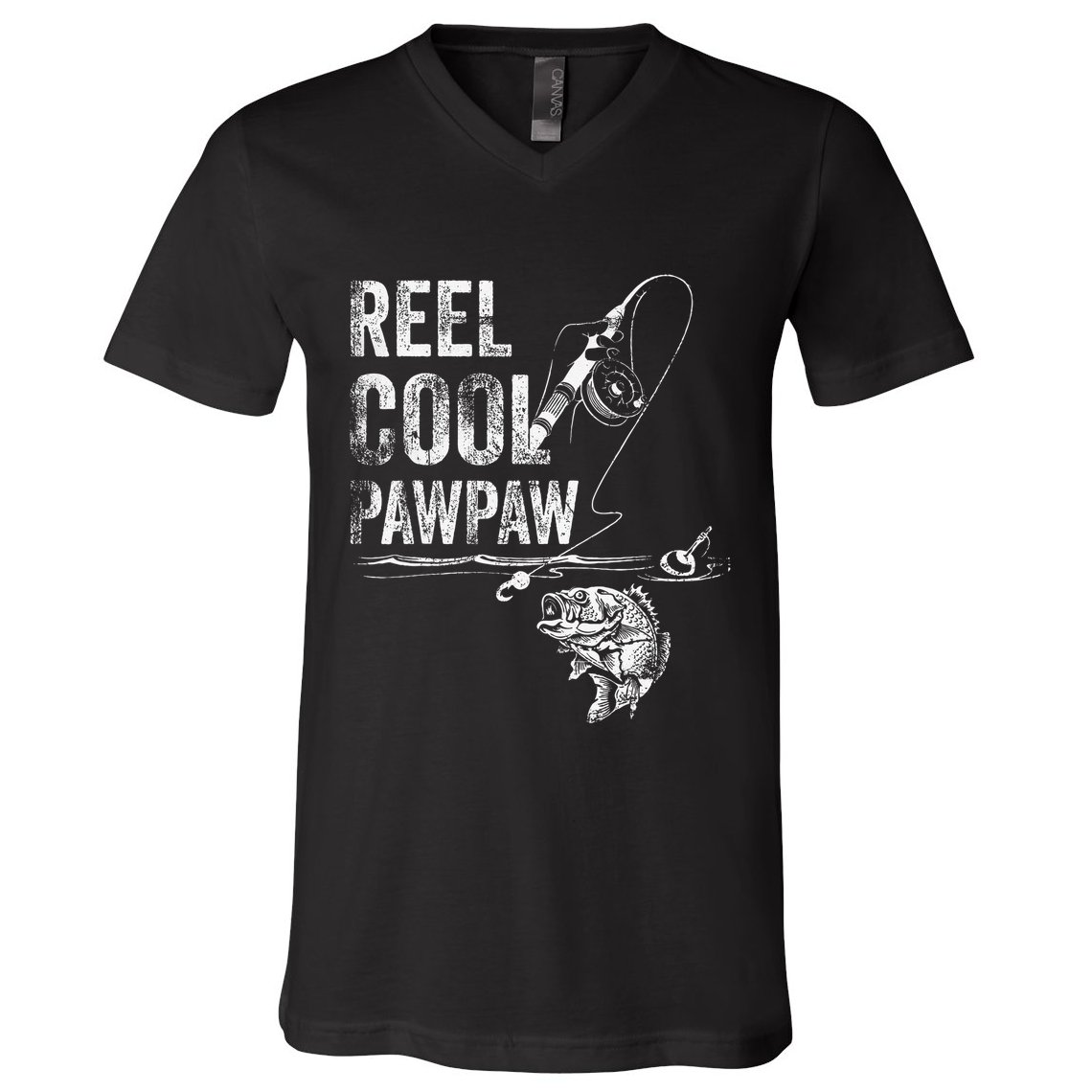 Reel Cool Pawpaw Fish Fishing Fathers Day Gift V-Neck T-Shirt