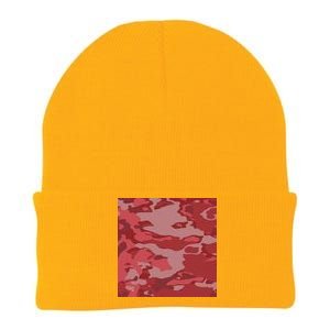 Red Camouflage Pattern Knit Cap Winter Beanie