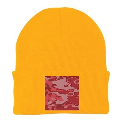 Red Camouflage Pattern Knit Cap Winter Beanie