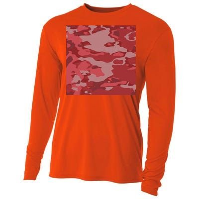 Red Camouflage Pattern Cooling Performance Long Sleeve Crew