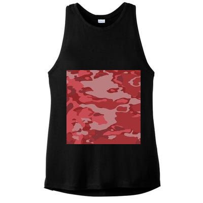Red Camouflage Pattern Ladies PosiCharge Tri-Blend Wicking Tank
