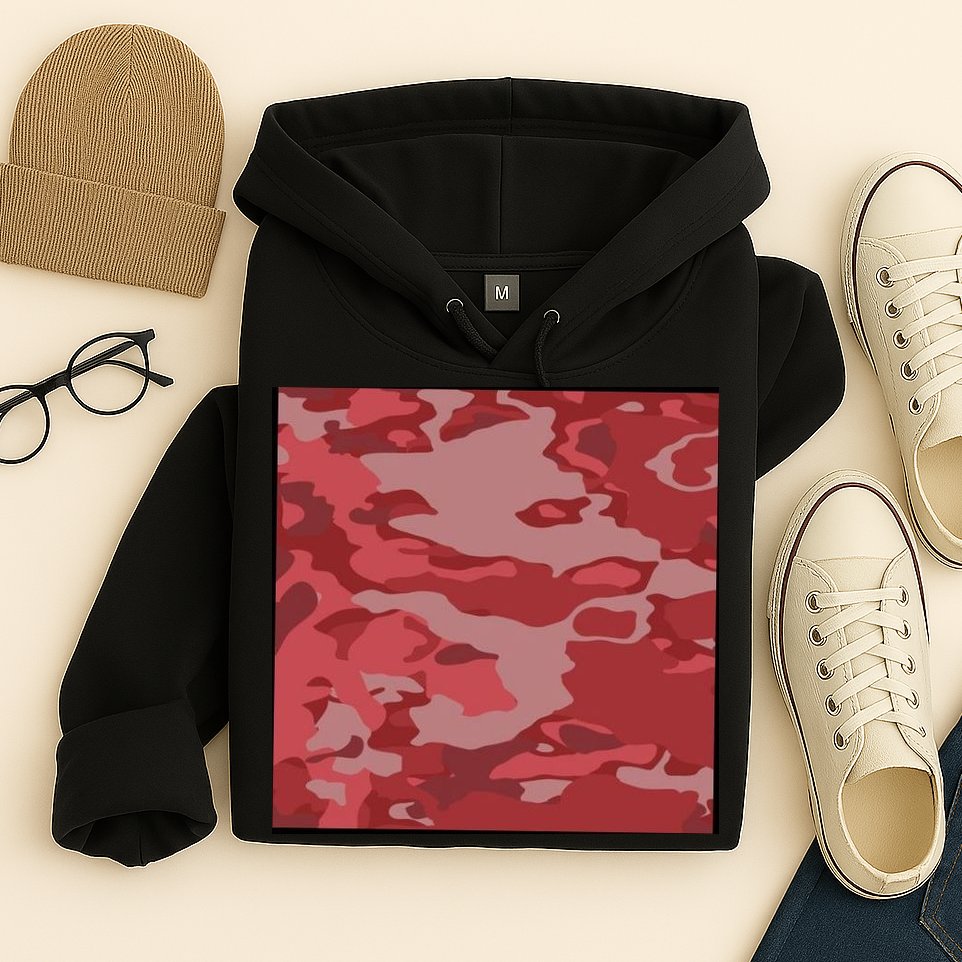 Red Camouflage Pattern Hoodie