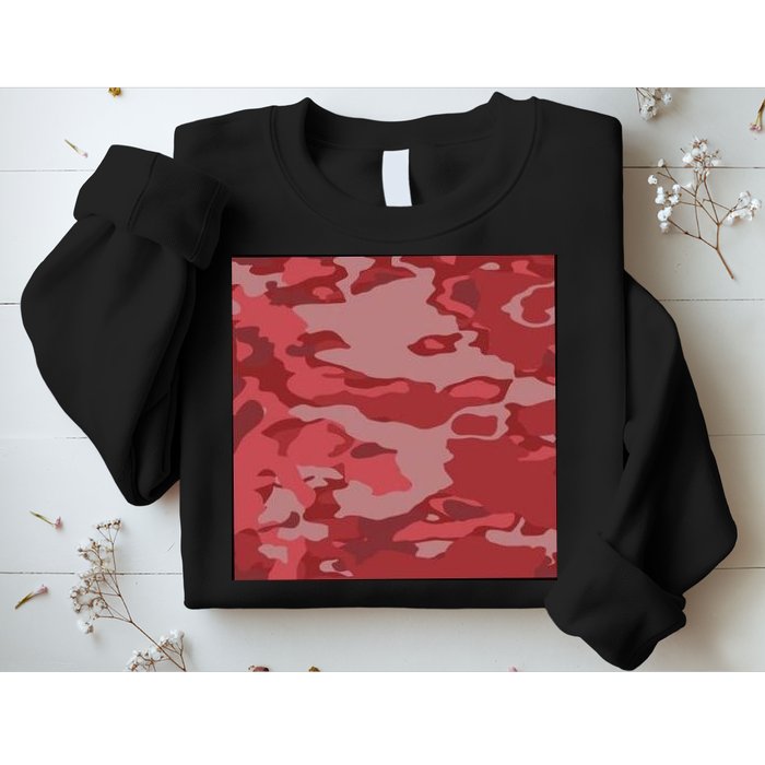 Red Camouflage Pattern Sweatshirt
