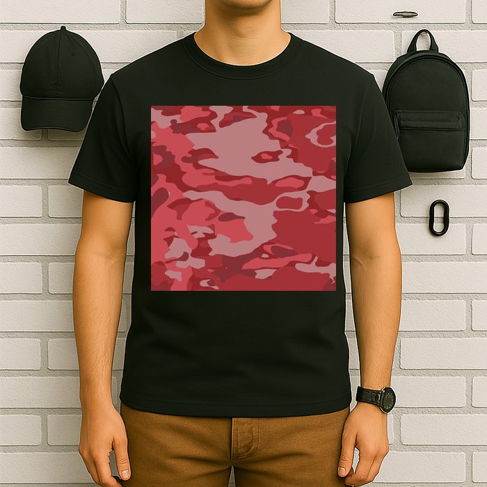 Red Camouflage Pattern T-Shirt