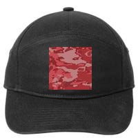 Red Camouflage Pattern 7-Panel Snapback Hat