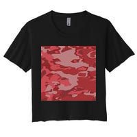 Red Camouflage Pattern Crop Top