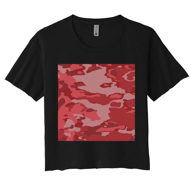 Red Camouflage Pattern Crop Top