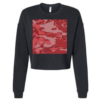 Red Camouflage Pattern Cropped Pullover Crew