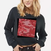 Red Camouflage Pattern Cropped Pullover Crew