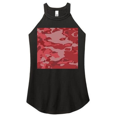 Red Camouflage Pattern Women's Perfect Tri Rocker Tank