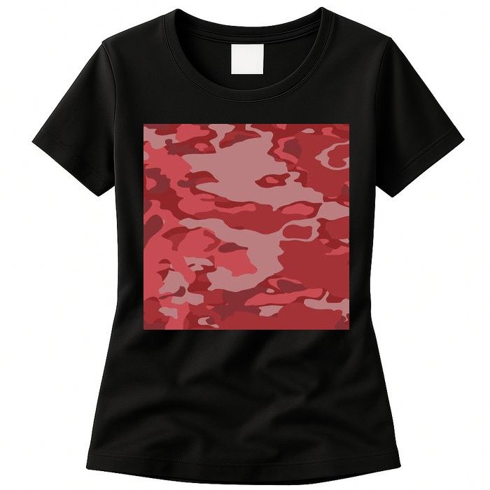 Red Camouflage Pattern Womens T-Shirt