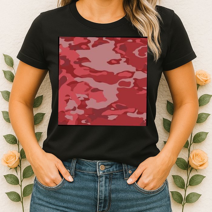 Red Camouflage Pattern Womens T-Shirt