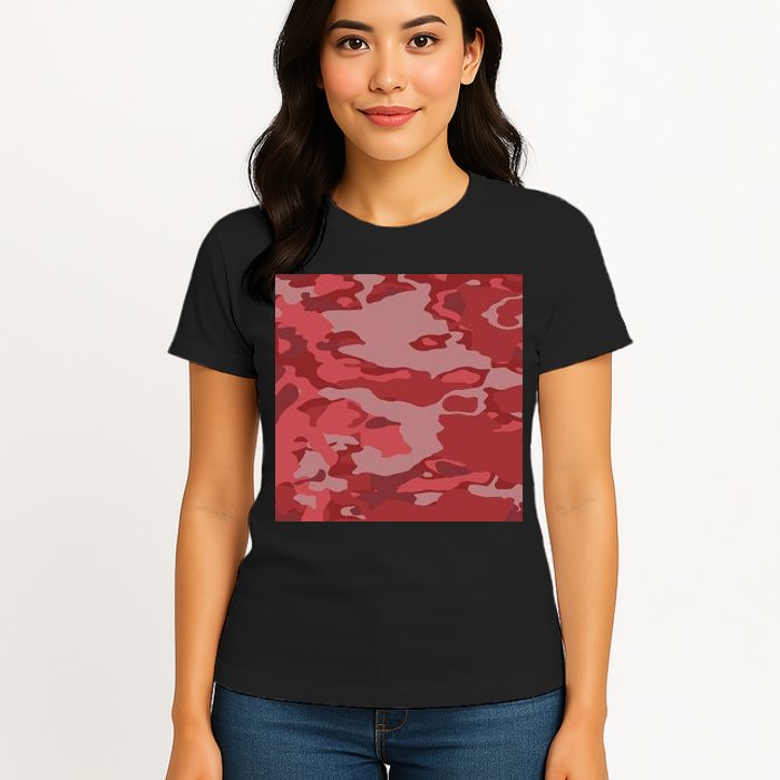 Red Camouflage Pattern Womens T-Shirt