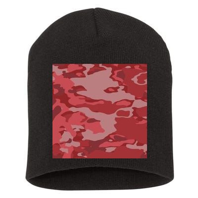 Red Camouflage Pattern Short Acrylic Beanie