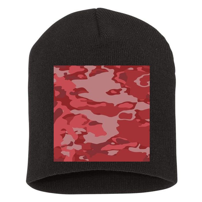 Red Camouflage Pattern Short Acrylic Beanie