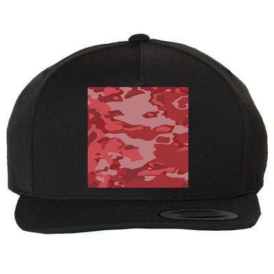 Red Camouflage Pattern Wool Snapback Cap