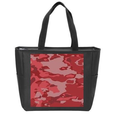 Red Camouflage Pattern Zip Tote Bag