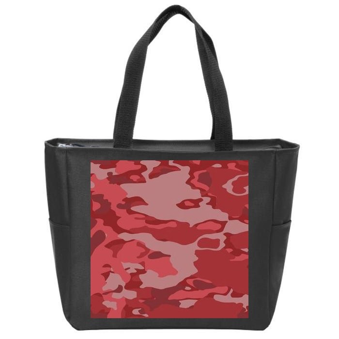 Red Camouflage Pattern Zip Tote Bag