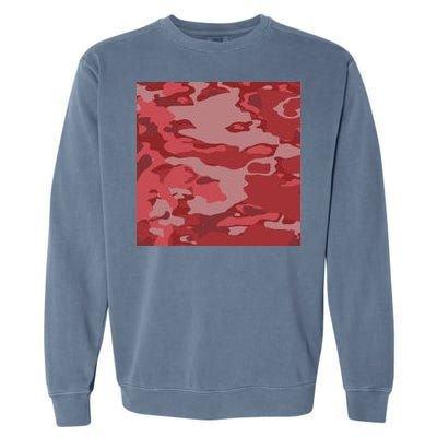 Red Camouflage Pattern Garment-Dyed Sweatshirt