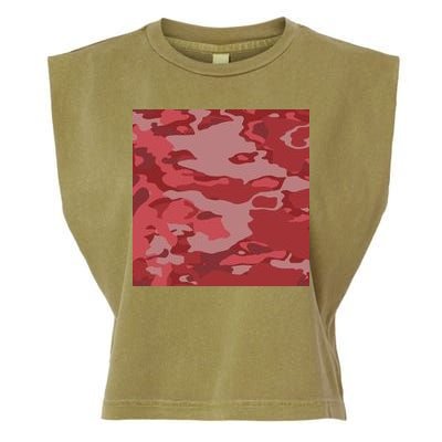 Red Camouflage Pattern Garment-Dyed Women's Muscle Tee
